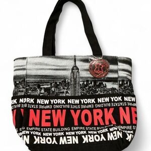 Robin Ruth Tote Bag Womens M Black New York City Skyline Excellent Canvas Zip